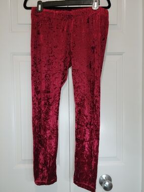 Sweet Crushed Velvet Leggings In Burgundy Red